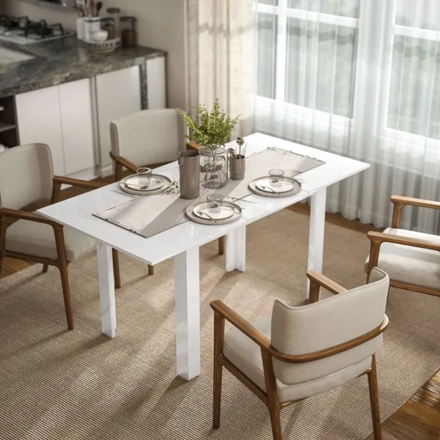 CHICFURN Eettafel - 4-6 personen - Uitschuifbaar - MDF - Wit