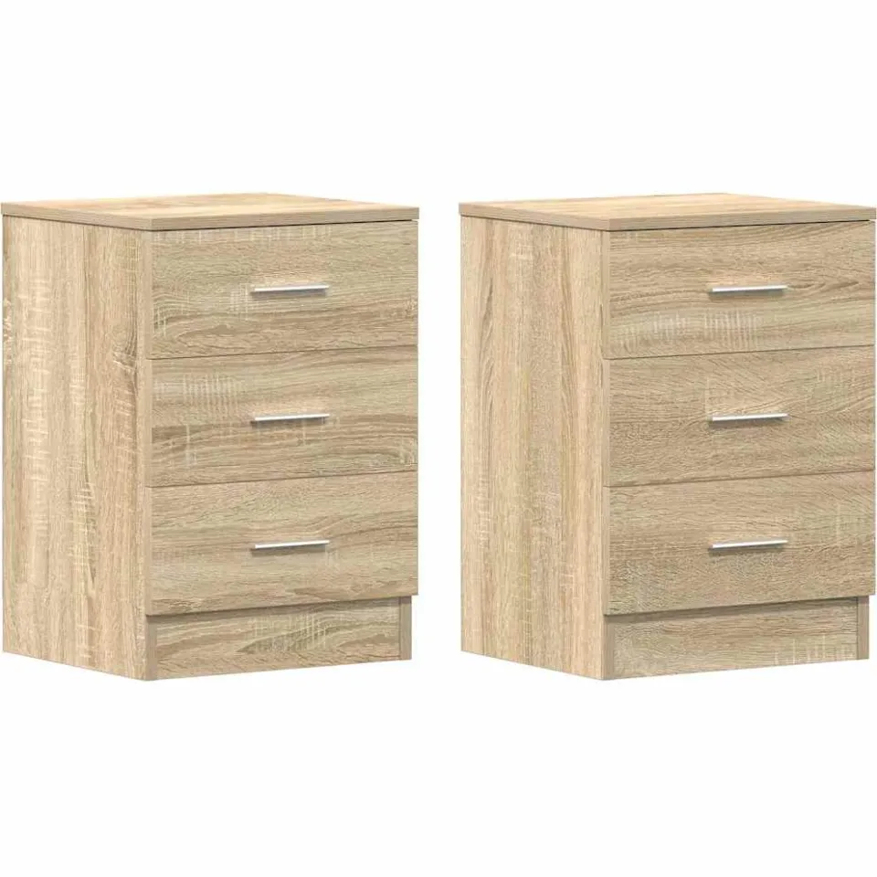 vidaXL Nachtkastjes 2 st 38x35x56 cm bewerkt hout sonoma eikenkleurig Bruin
