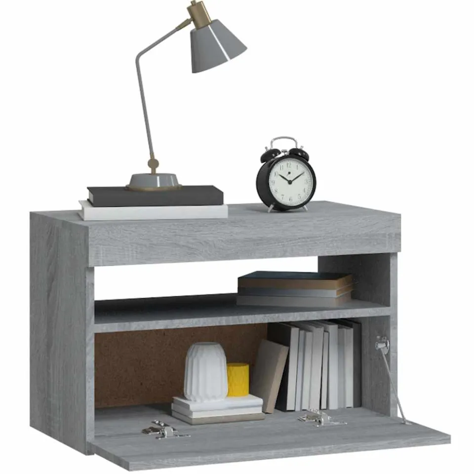 vidaXL Nachtkastje met LED-verlichting 60x35x40 cm grijs sonoma eiken