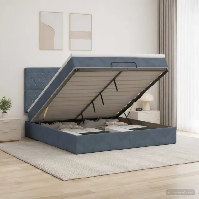 vidaXL Ottoman bed met matras Donkergrijs 140 x 200 cm Fluweel