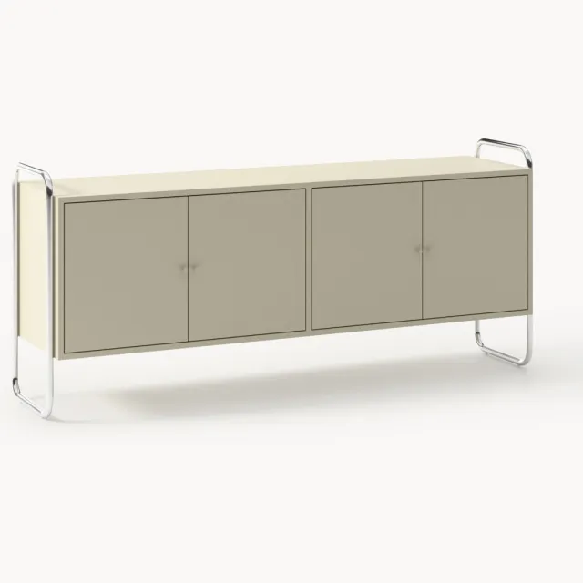 Westwing Collection Metalen dressoir Robyn Beige, Zilverkleurig