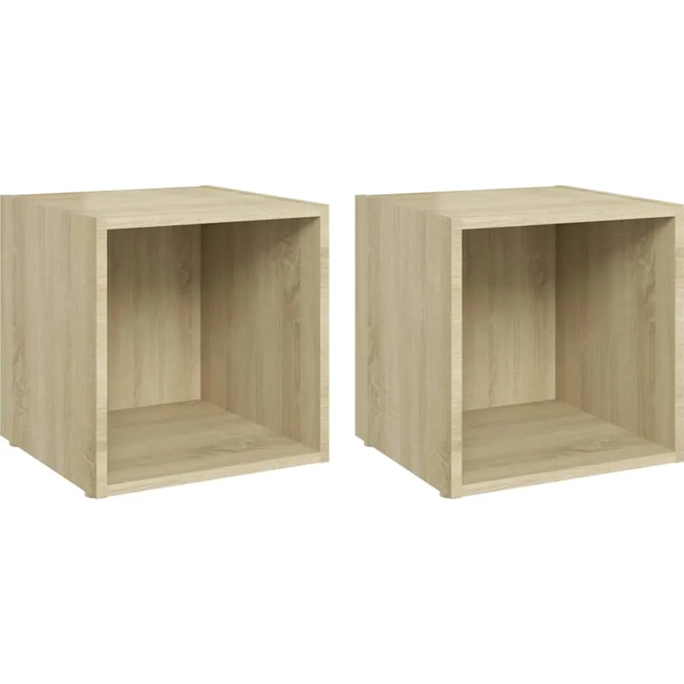 vidaXL Tv-meubelen 2 st 37x35x37 cm bewerkt hout sonoma eikenkleurig, foto 3