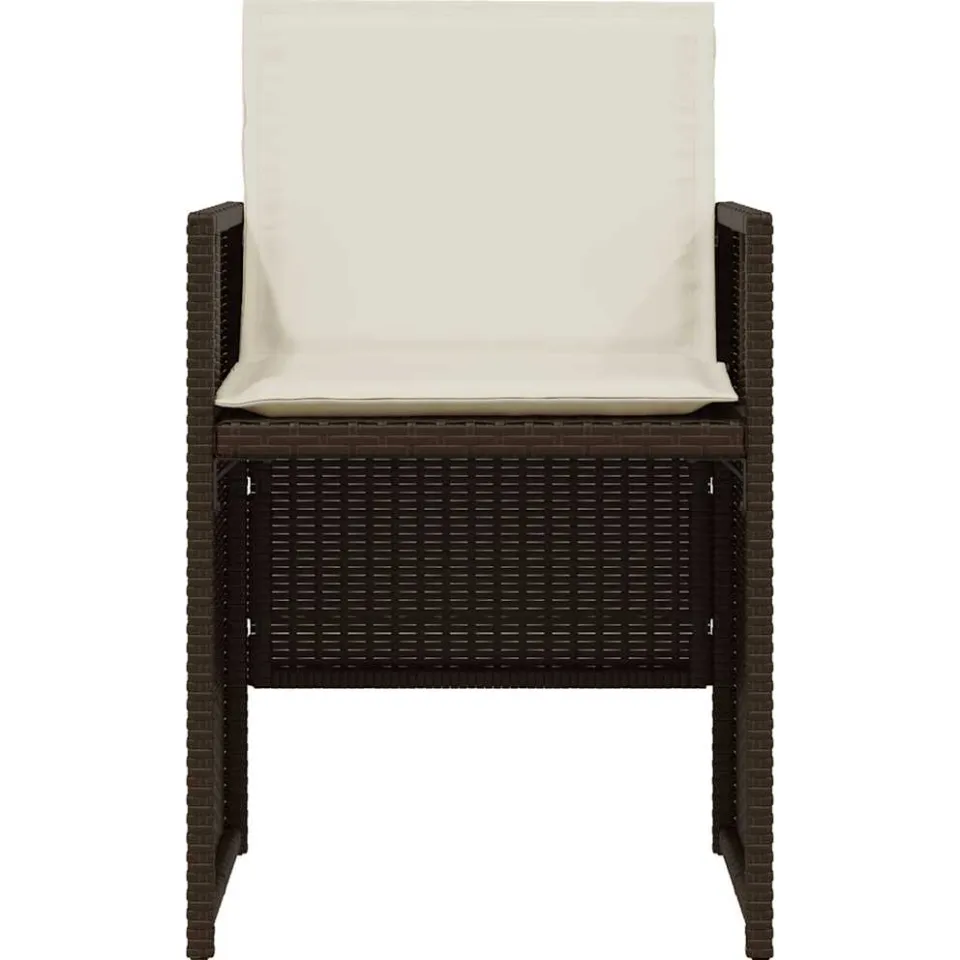 vidaXL 3-delige Bistroset met kussens poly rattan bruin, foto 4