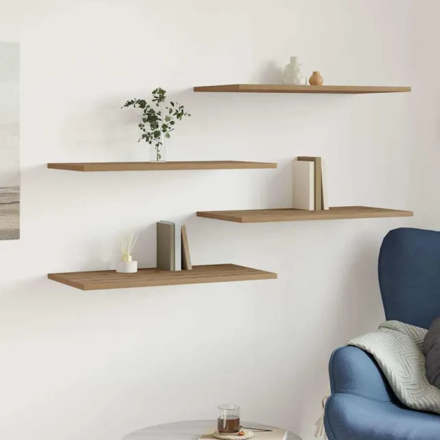 vidaXL Wandschappen 4 st 60x30x1,5 cm bewerkt hout artisanaal eiken Bruin