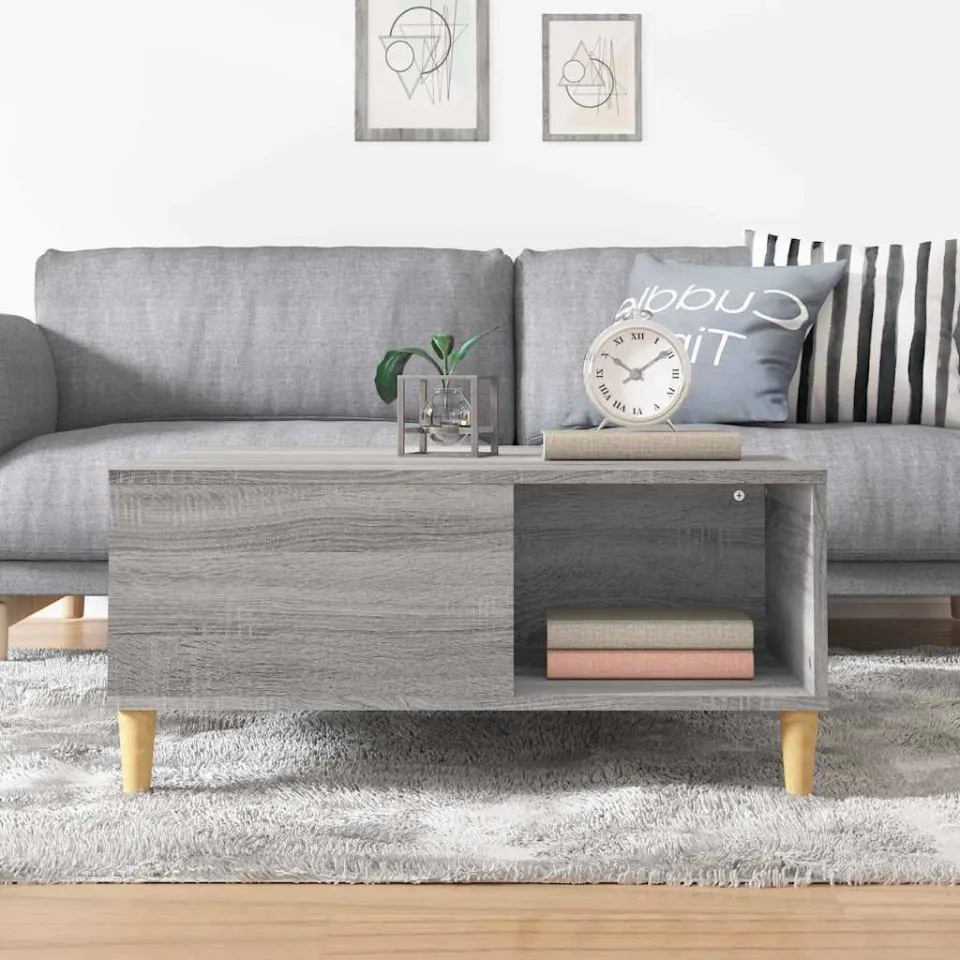 vidaXL Salontafel 80x80x36,5 cm bewerkt hout grijs sonoma eikenkleurig, foto 3