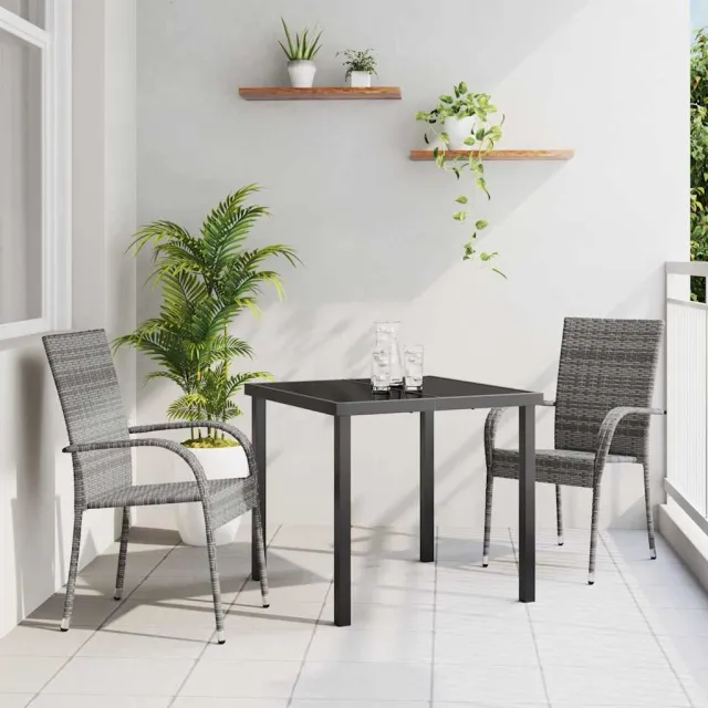 vidaXL Tuin eettafelset 3 st Grijs Gepoedercoat staal, foto 2