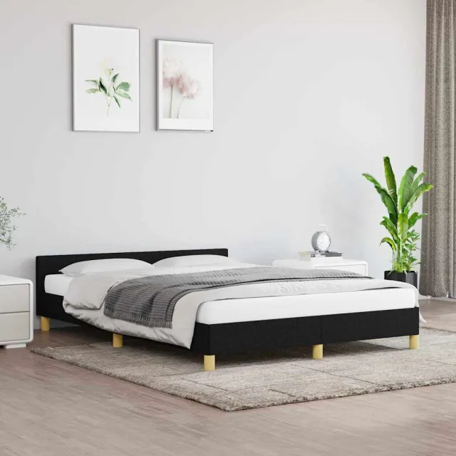 vidaXL Bedframe zonder matras stof zwart 140x190 cm