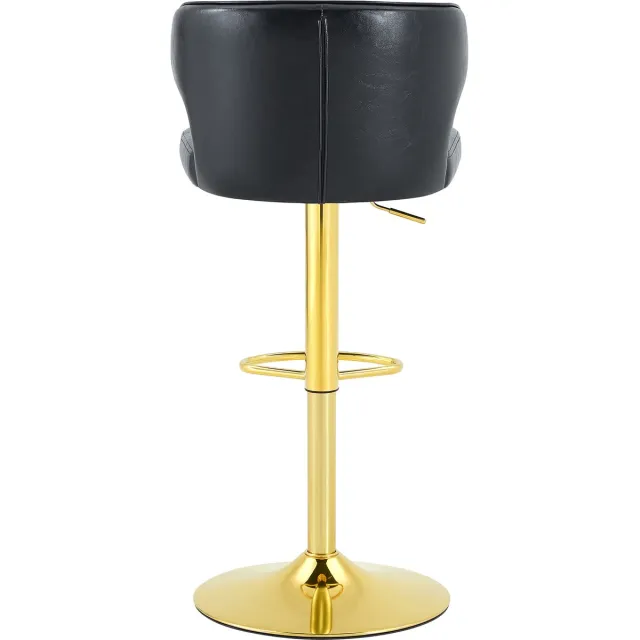 in& out door furniture 2-delige set barkrukken met rugleuning, hoogteverstelbaar, 361° draaibare barkruk met groot voetstuk en voetsteun, moderne keukenkruk voor bar, keuken, aanrecht (alleen stoelen)-Zwart+Goud