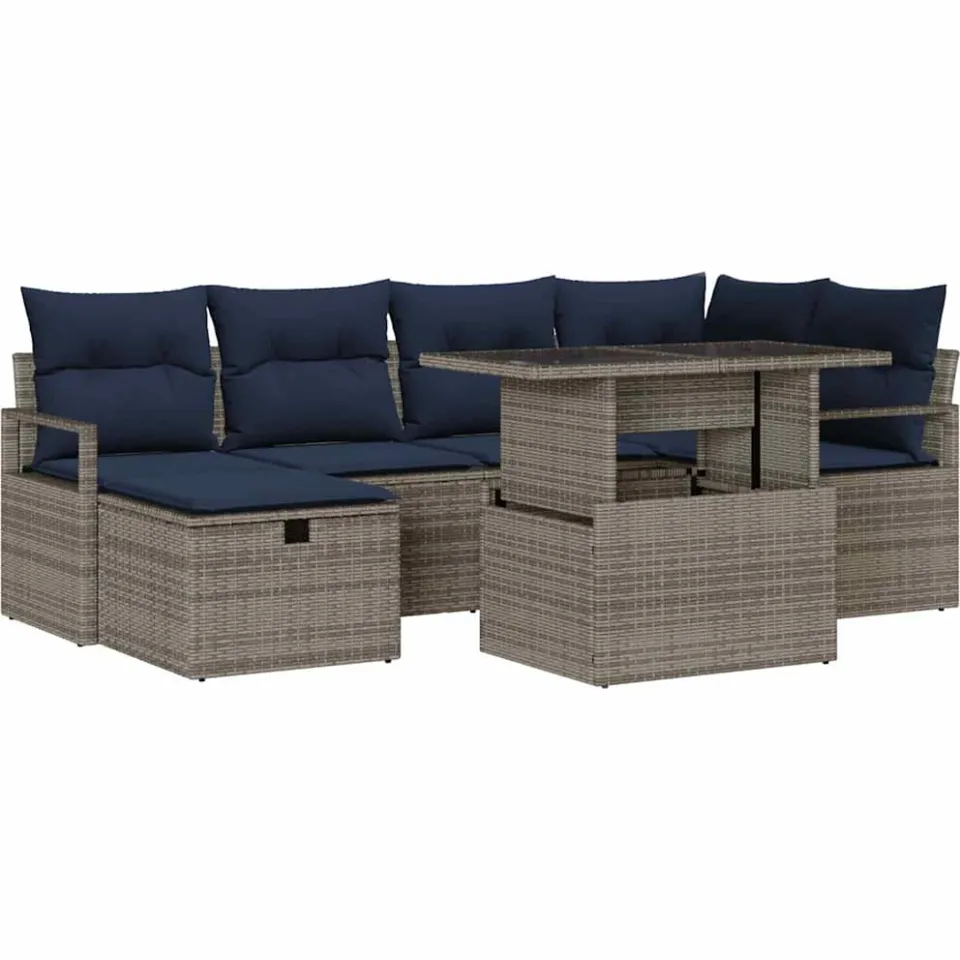 vidaXL Tuin Sofa Set 7 st poly rattan zwart