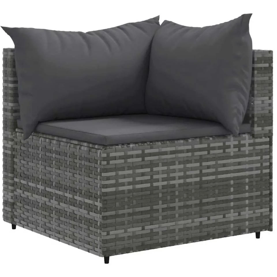 vidaXL 6-delige Loungeset met kussens poly rattan grijs, foto 2