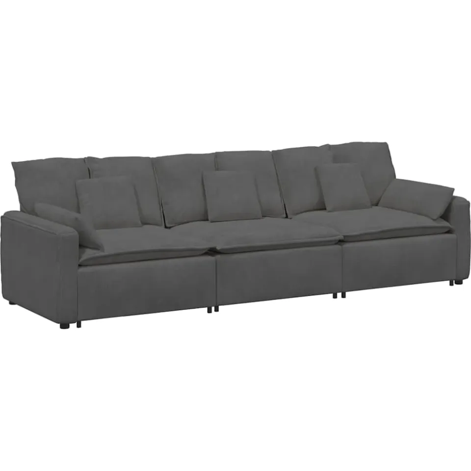 vidaXL Modulaire bank met kussens donkergrijs grijs, foto 3
