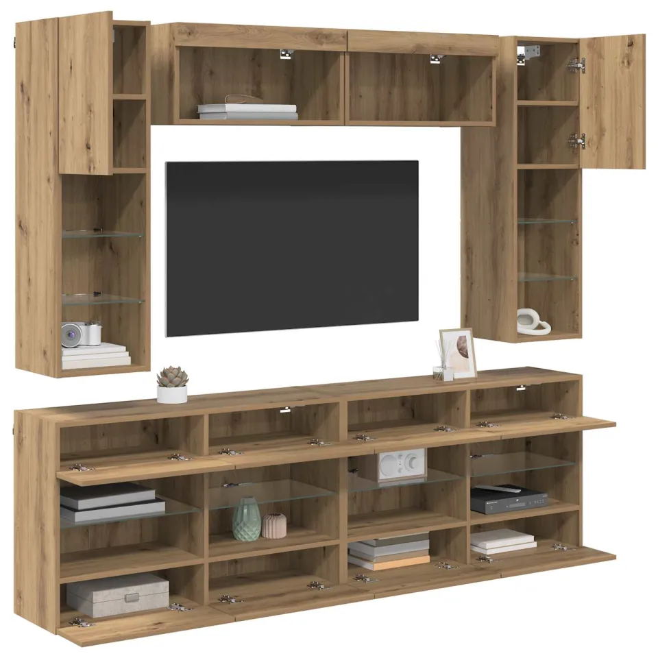 vidaXL TV-wandkastenset 6 st 197 x 30 x 60,5 cm Artisan Eik Bruin