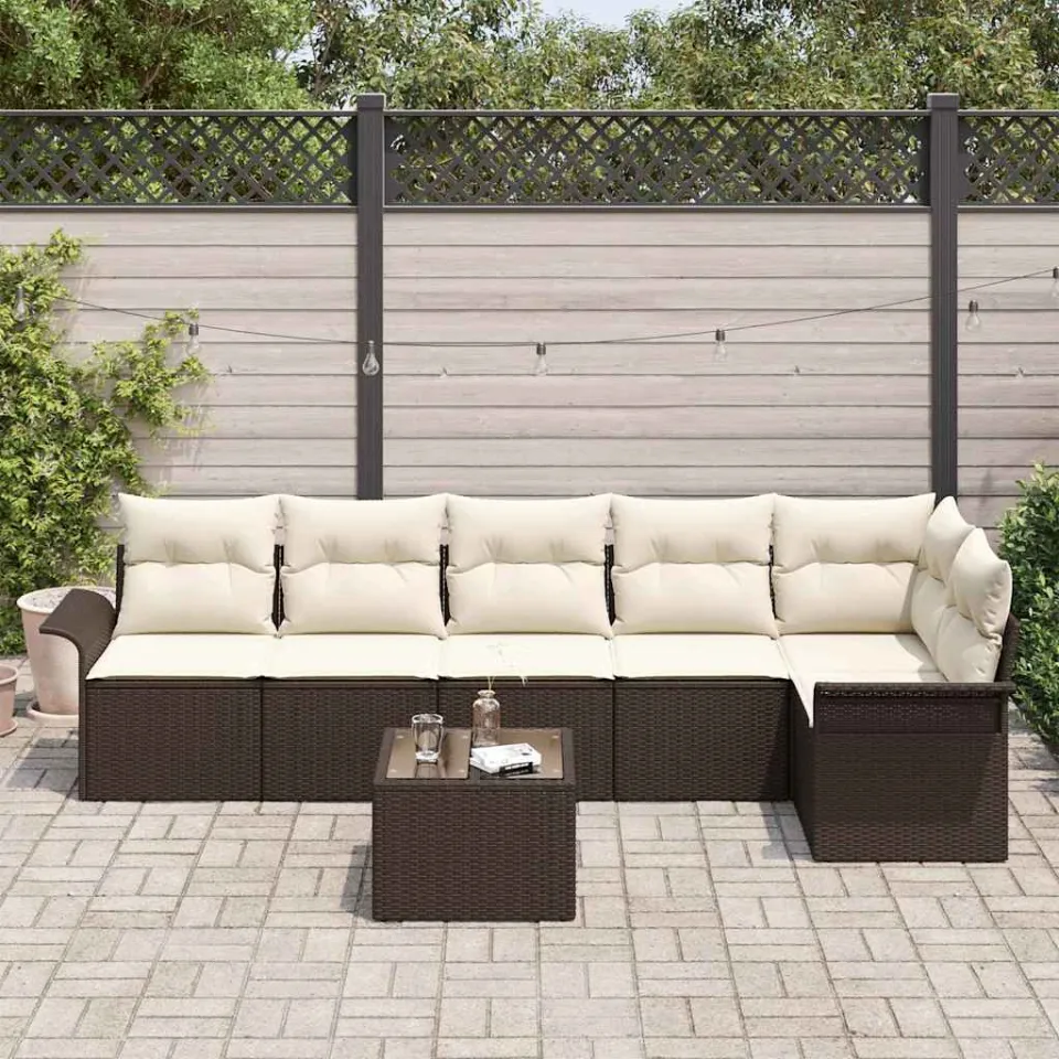 vidaXL Tuin Sofa Set 7 st Bruin poly rattan, foto 3