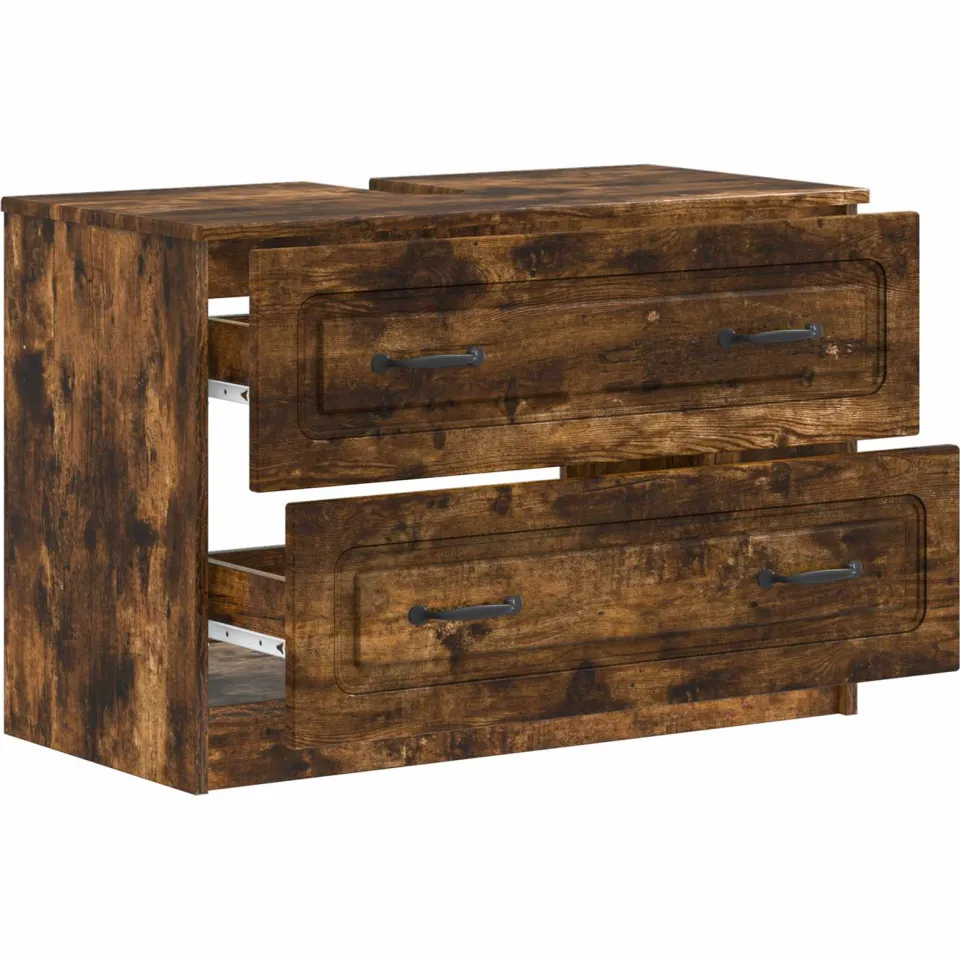 vidaXL Badkamer wastafelkast UTRECHT Gerookt eiken 82 x 41 x 56 cm Bruin