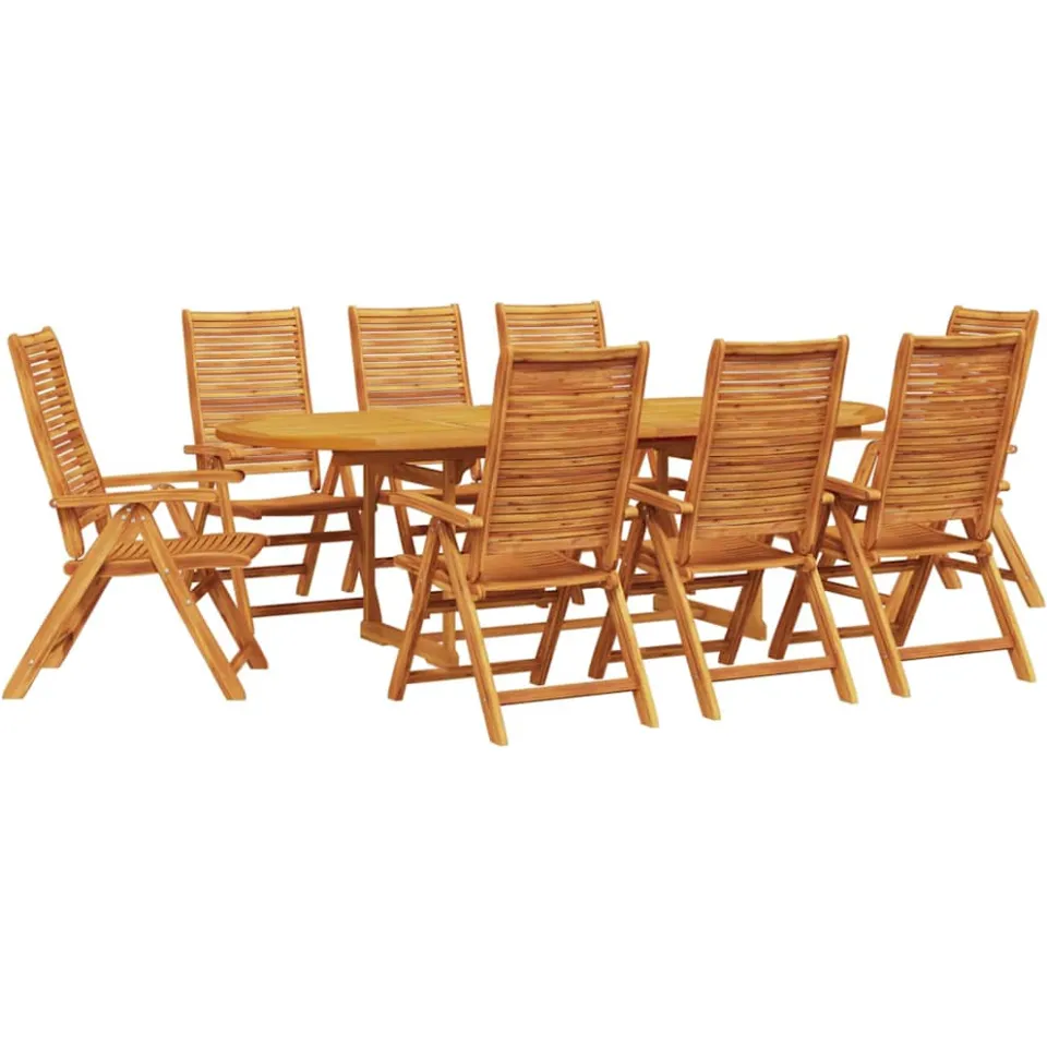 vidaXL Tuin eettafelset 9 st Bruin Massief Acaciahout
