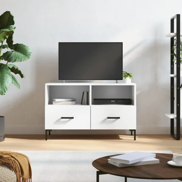 vidaXL Tv-meubel 80x36x50 cm bewerkt hout wit, foto 2