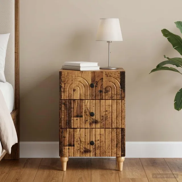 vidaXL Nachtkastje Oud hout 43x 41 x 66,5 cm Bewerkt hout bruin, foto 2