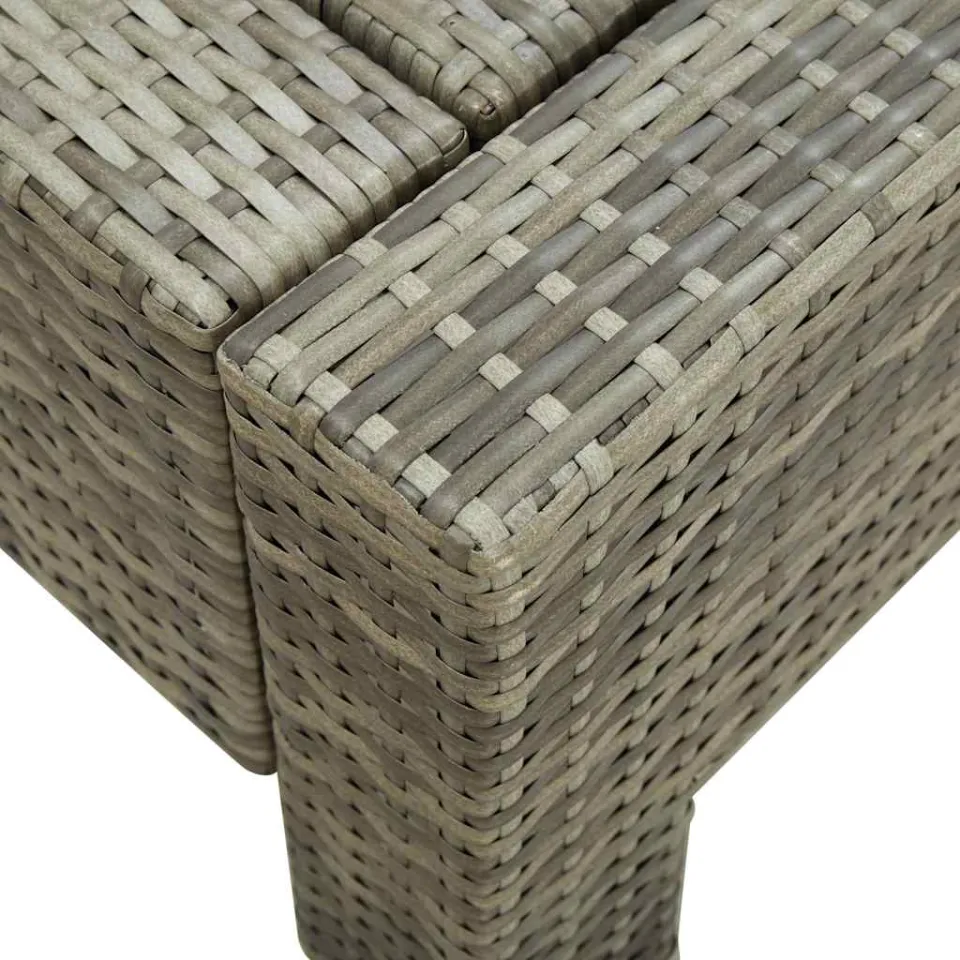 vidaXL Ligbed met kussen 2-persoons poly rattan grijs, foto 4