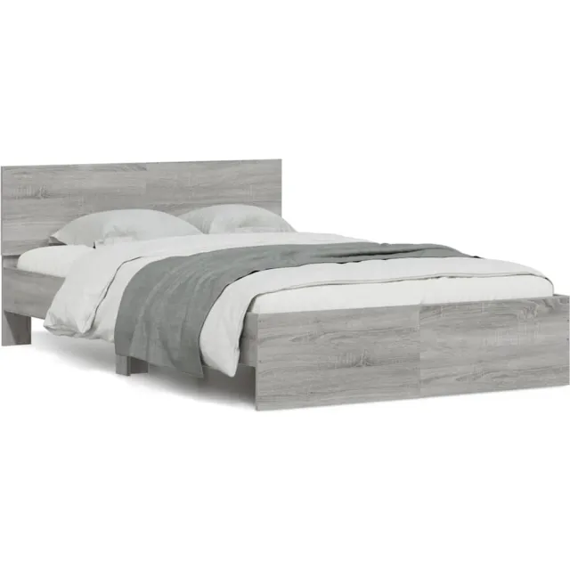 vidaXL Bedframe met hoofdeinde en LED grijs sonoma eiken 140x200 cm