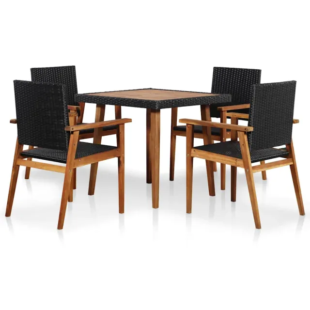 vidaXL 5-delige Tuinset poly rattan zwart en bruin, foto 2