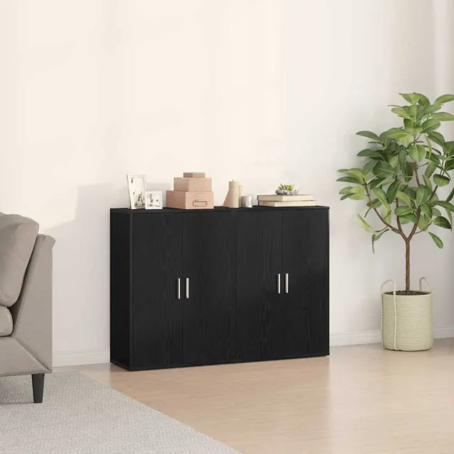 vidaXL Dressoir 2 st Zwart Eiken 60 x 31 x 84 cm Bewerkt hout, foto 2