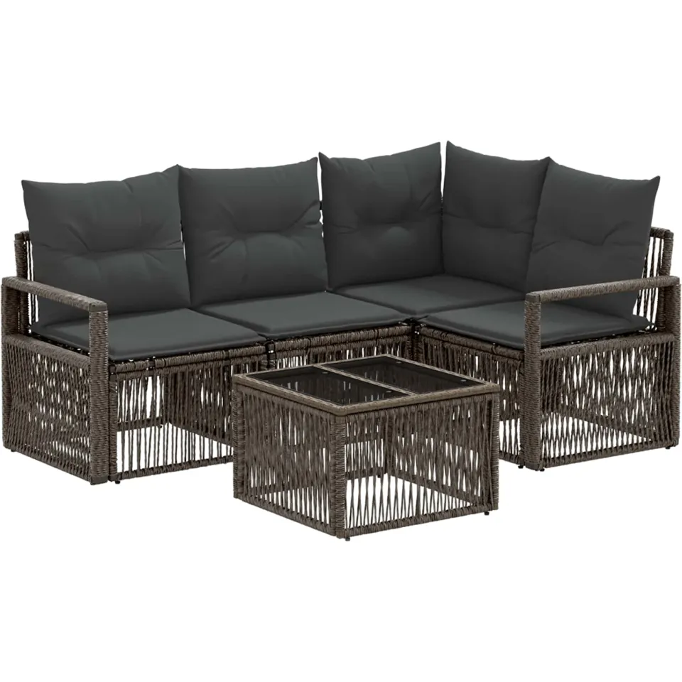 vidaXL Tuinbankenset 5 st Grijs poly rattan, foto 3