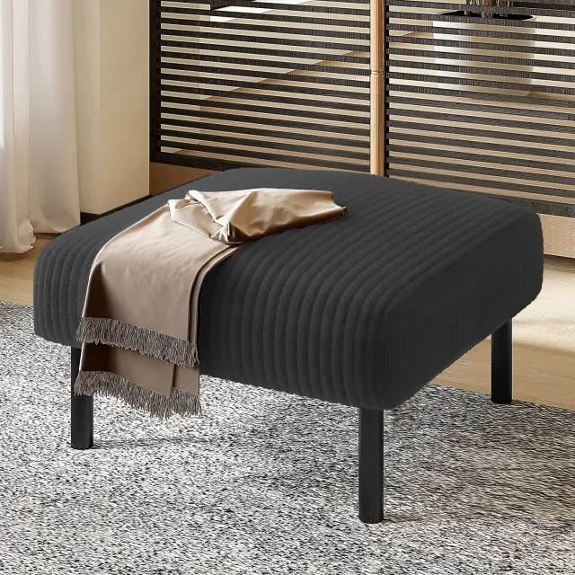 CHICFURN Voetenbankje - Zacht gestoffeerd - Metalen frame - Grijs