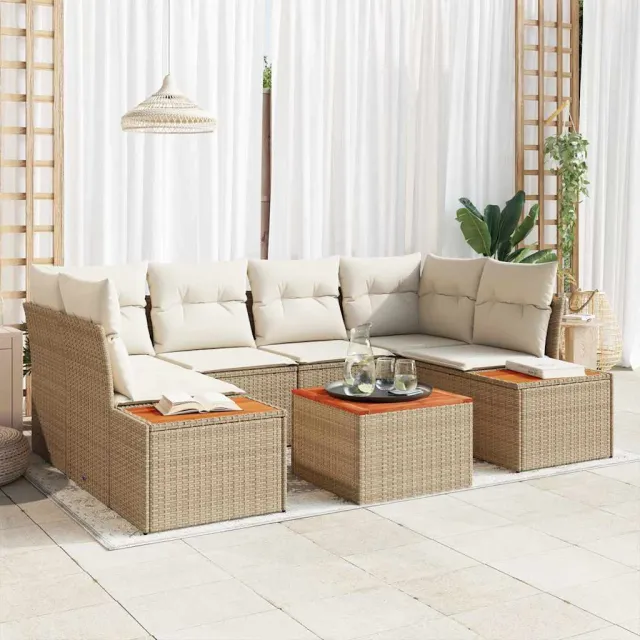 vidaXL Tuin Sofa Set 7 st Beige Poly riet