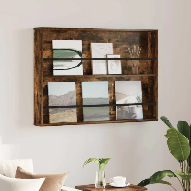 vidaXL Tijdschrift Rek Gerookt eiken 100 x 12 x 70 cm Bewerkt hout, foto 2