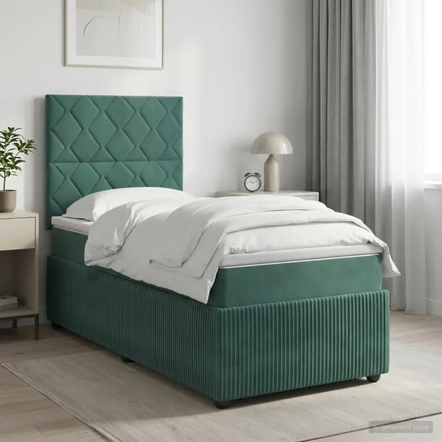 vidaXL Boxspringbed met matras Donkergroen 100 x 200 cm Fluweel