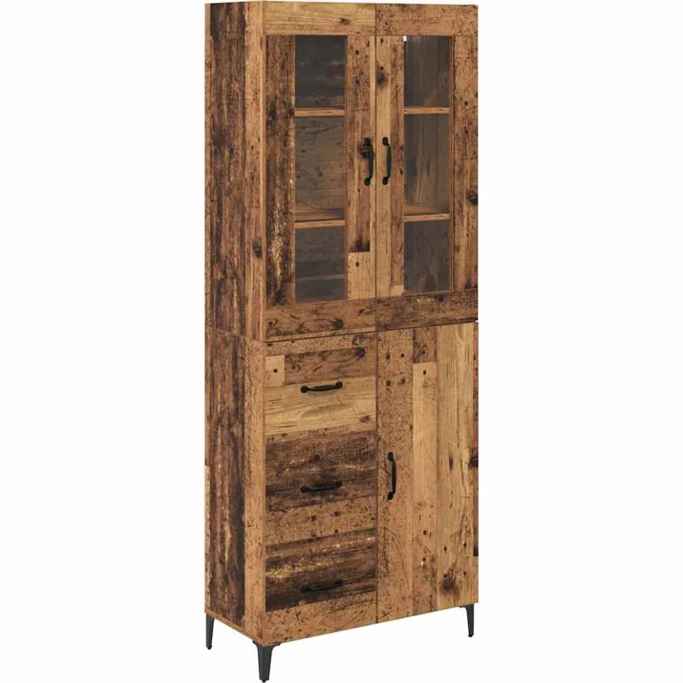 vidaXL Highboard Oud Hout 69,5 x 34 x 180 cm Bewerkt hout bruin, foto 3