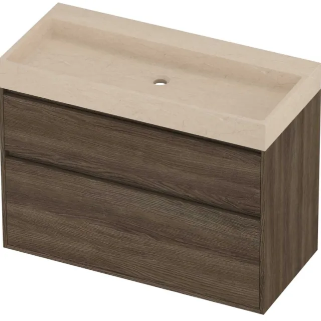 Proline Evoli Badmeubelset Hardsteen Loft 100x46x75 cm Sand Stone Vital Oak Eiken