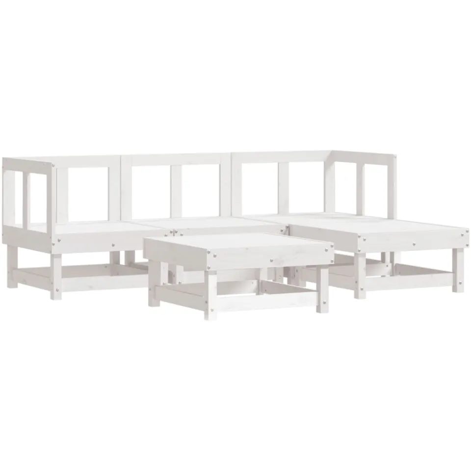 vidaXL 5-delige Loungeset massief grenenhout wit, foto 3