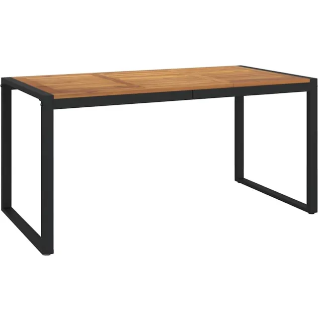 vidaXL Tuintafel - met - U-vormige - poten - 160x80x75 - cm - massief - acaciahout zwart