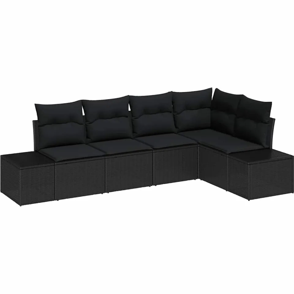 vidaXL Tuin Sofa Set 5 st Zwart poly rattan, foto 4
