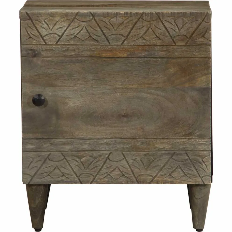 vidaXL Nachtkastjes 2 st 40x33x46 cm massief mangohout lichtgrijs grijs, foto 4