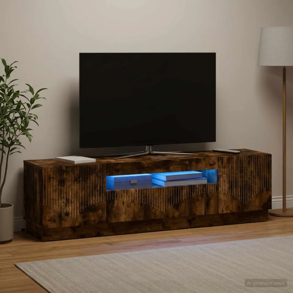 vidaXL LED tv-meubel Gerookt eiken Bewerkt hout, foto 4