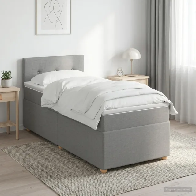 vidaXL Boxspringbed met matras Lichtgrijs 90 x 190 cm Stof