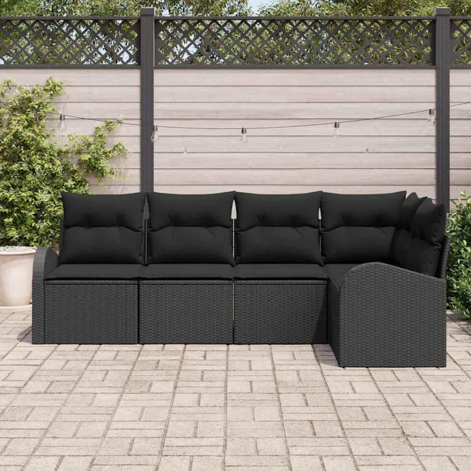 vidaXL Bankstel met kussen Zwart Polyester, foto 3