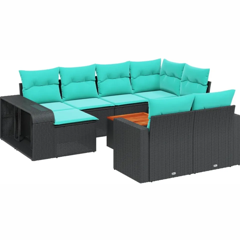 vidaXL 11-delige tuinbankset met kussens, zwart polyrotan, foto 3