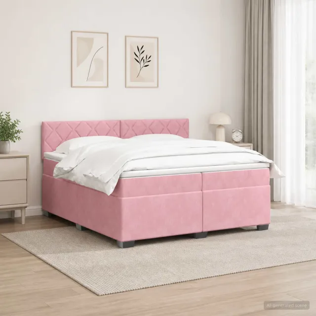 vidaXL Boxspringbed met matras Roze 200 x 200 cm Fluweel