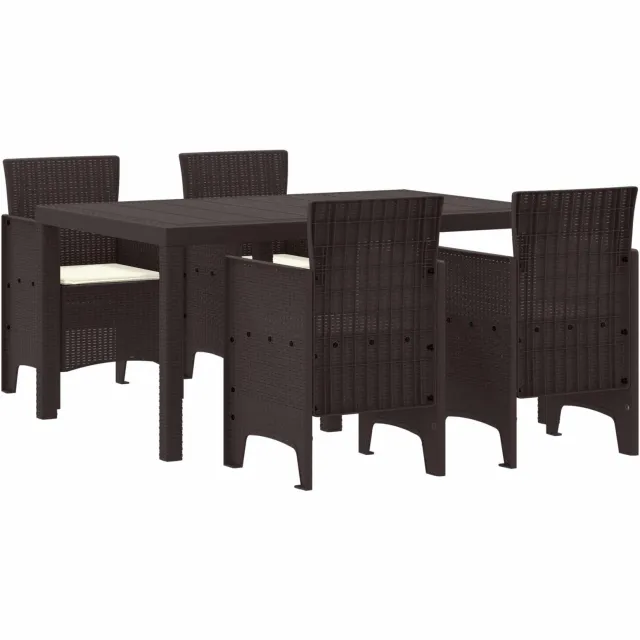 vidaXL Tuin Eetset 5 st Bruin Polt riet