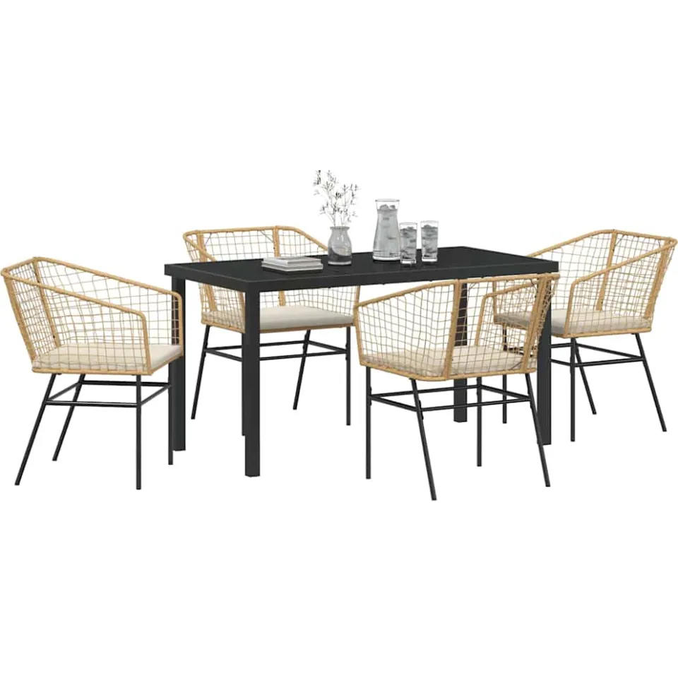 vidaXL Tuin eettafelset 5 st Bruin poly rattan