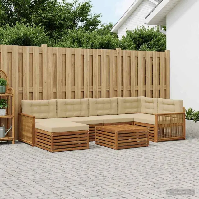 vidaXL Buiten bankenset 7 st 6-zits Natuurlijk en Beige