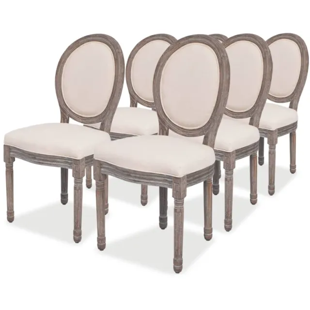 vidaXL Eetkamerstoelen 6 st stof crèmekleurig