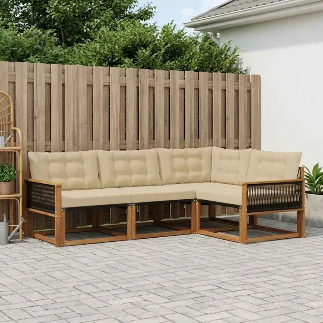 vidaXL Buiten bankenset 4 st 4-zits Natuurlijk en Beige
