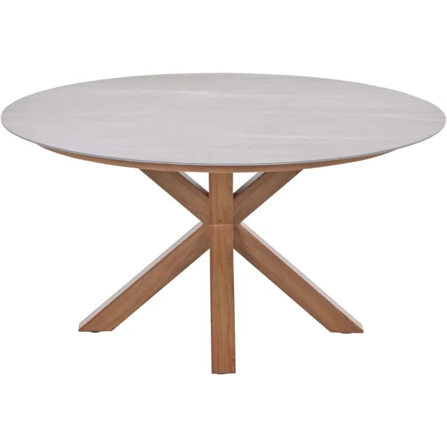 Garden Impressions Lowland tafel - Ø150 cm - light teaklook - Centostone Napoli sand Grijs