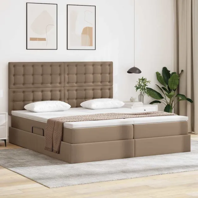 vidaXL Opbergbed met matras Cappuccino 180 x 200 cm Nep Leer bruin
