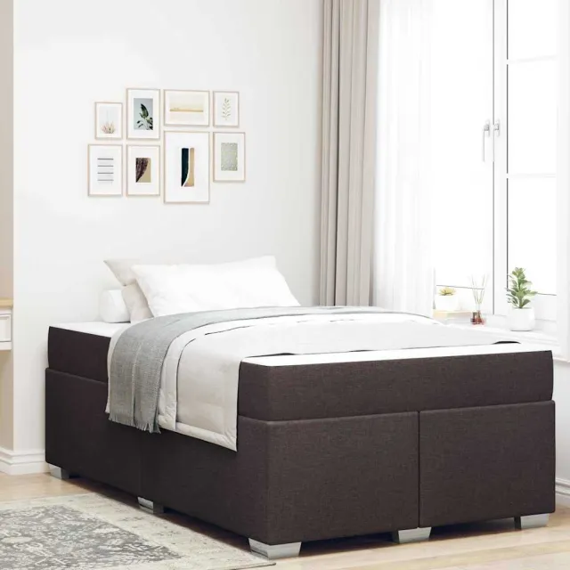 vidaXL Bedframe met matras Donkerbruin 120 x 190 cm Stof