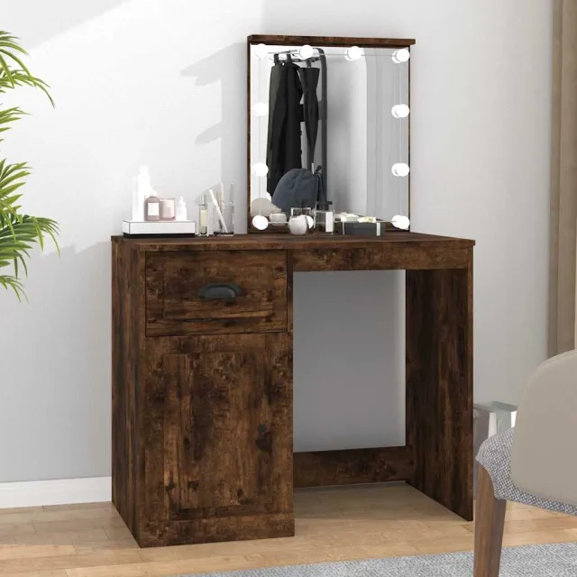 vidaXL Kaptafel met LED 90x50x132,5 cm bewerkt hout gerookt eikenkleur Bruin